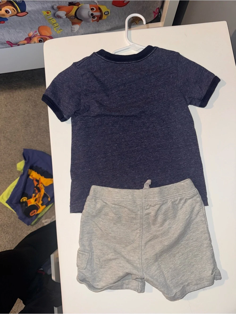 Carter's Navy Tee with Heather Gray Pocket & Shorts